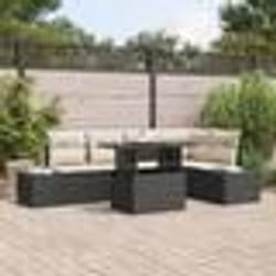 vidaXL Ensemble de canapé de jardin 6 pièces avec coussins en poly rattan noir