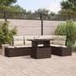 vidaXL Ensemble de canapé de jardin de 6 pièces avec coussins en poly rotin marron