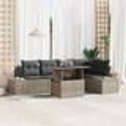 vidaXL Ensemble de canapés de jardin 6 pièces avec coussins en poly rotin gris