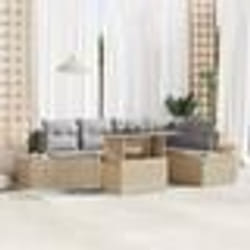 vidaXL Ensemble de canapé de jardin 6 pièces avec coussins beige en poly rotin