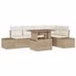 vidaXL Ensemble de Canapés de Jardin 6 Pièces avec Coussins Beige Poly Rattan
