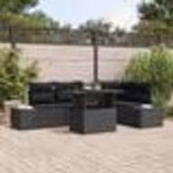 vidaXL Ensemble de canapé de jardin 6 pièces avec coussins noir en poly rotin