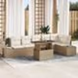 vidaXL Ensemble de canapé de jardin 7 pièces avec coussins en rattan poly beige