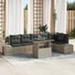 vidaXL Ensemble de canapés de jardin 7 pièces avec des coussins gris clair