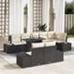 vidaXL Ensemble de canapé de jardin 9 pièces avec coussins en poly rattan noir