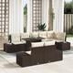 vidaXL Ensemble de canapé de jardin 9 pièces avec coussins Marron en poly rotin