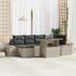 vidaXL Set de canapés de jardin 7 pièces avec coussins - Poly rotin gris clair