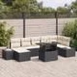 vidaXL Ensemble de canapé de jardin 8 pièces avec coussins en poly rotin noir