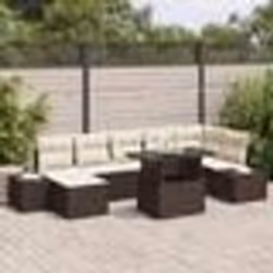 vidaXL Ensemble de salon de jardin 8 pièces avec coussins en poly rattan brun