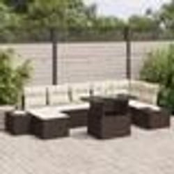 vidaXL Ensemble de salon de jardin 8 pièces avec coussins en poly rattan brun