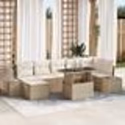 vidaXL Ensemble de salon de jardin 8 pièces avec coussins Beige en poly rotin