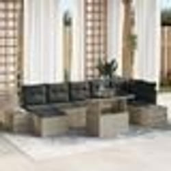 vidaXL Set de canapé de jardin 8 pièces avec coussins gris clair en poly rotin