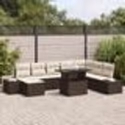 vidaXL Ensemble de Canapé de Jardin 9 pièces avec Coussins Marron en Rattan Synthétique