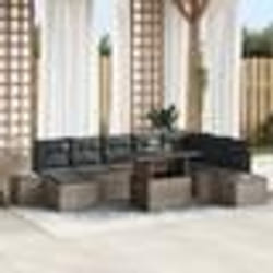 vidaXL Ensemble de canapé de jardin 9 pièces avec coussins en poly rattan gris