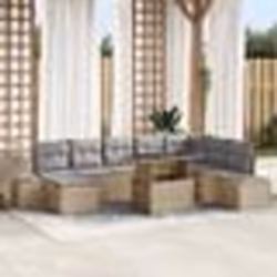 vidaXL Ensemble de canapé de jardin 9 pièces avec coussins beige en poly rotin