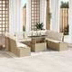 vidaXL Ensemble de salon de jardin 10 pièces avec coussins Beige en polyrotin