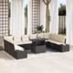 vidaXL Ensemble de canapé de jardin 11 pièces avec coussins noir en poly rattan