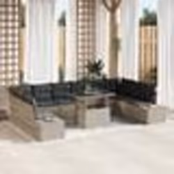 vidaXL Ensemble de canapés de jardin 11 pièces avec coussins gris clair en poly rotin