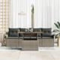 Ensemble de 5 Pièces de Canapé de Jardin avec Coussins en Rattan Poly Gris