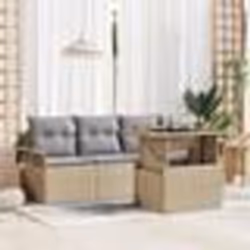 Canapé de Jardin vidaXL 5 Pièces avec Coussins Beige Rotin Poly