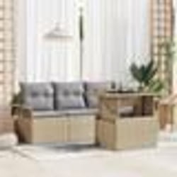 Canapé de Jardin vidaXL 5 Pièces avec Coussins Beige Rotin Poly