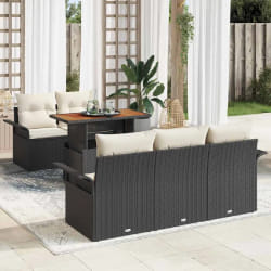 vidaXL Ensemble de canapé de jardin 6 pcs Noir Poly rotin