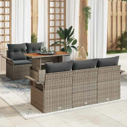vidaXL Ensemble de canapé de jardin 6 pcs Gris Poly rotin