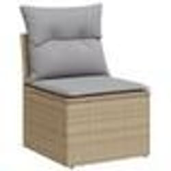 Canapé de Jardin 6 Pièces avec Coussins Beige Rotin Poly