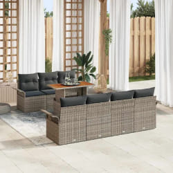 vidaXL Ensemble de canapé de jardin 8 pcs Gris Poly rotin