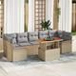Ensemble de sofa de jardin 8 pièces vidaXL avec coussins Beige Rotin Poly