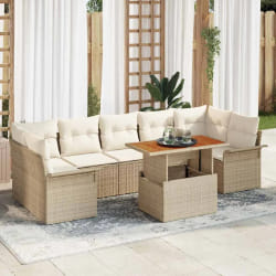vidaXL Ensemble de canapé de jardin 8 pcs Beige Poly rotin