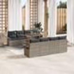 vidaXL Ensemble de Canapé de Jardin 9 Pièces avec Coussins Gris Poly Rotin