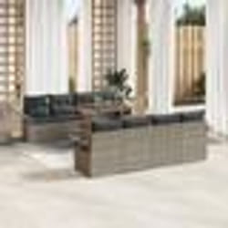 vidaXL Ensemble de Canapé de Jardin 9 Pièces avec Coussins Gris Poly Rotin