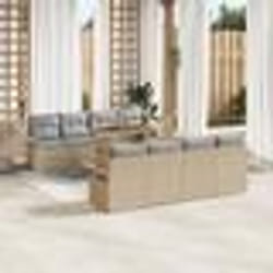 Ensemble de Canapés 9 Pièces Beige Rattan Synthétique