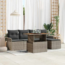 vidaXL Ensemble de canapé de jardin 6 pcs Gris Poly rotin