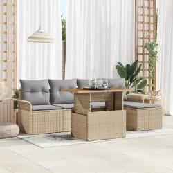 vidaXL Ensemble de canapé de jardin 6 pcs Beige Poly rotin