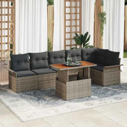 vidaXL Ensemble de canapé de jardin 7 pcs Gris Poly rotin