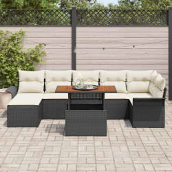 vidaXL Ensemble de canapé de jardin 8 pcs Noir Poly rotin