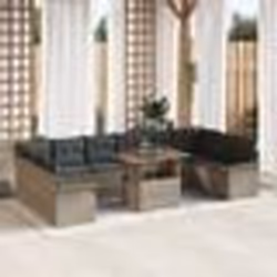 Ensemble de canapé de jardin de 11 pièces avec coussins gris en poly rotin