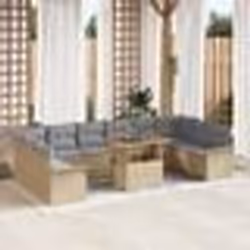 Ensemble de Sofa de Jardin 11 pièces avec Coussins en Rattan Poly Beige