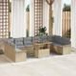 Ensemble de Sofa de Jardin 11 pièces avec Coussins en Rattan Poly Beige