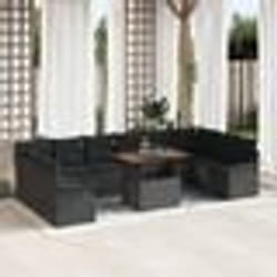 Ensemble de Canapé de Jardin de 11 Pièces avec Coussins en Poly Rattan Noir