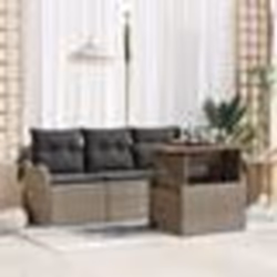 Ensemble de Canapés de Jardin de 5 Pièces avec Coussins Gris Poly Rattan