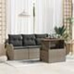 Ensemble de Canapés de Jardin de 5 Pièces avec Coussins Gris Poly Rattan