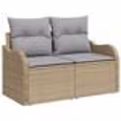 Set de canapé de jardin de 5 pièces avec coussins beige poly rotin