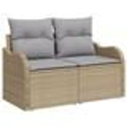 Set de canapé de jardin de 5 pièces avec coussins beige poly rotin