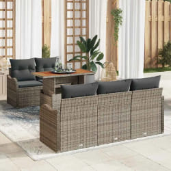 vidaXL Ensemble de canapé de jardin 6 pcs Gris Poly rotin