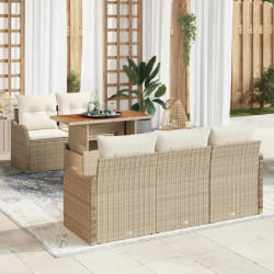 vidaXL Ensemble de canapé de jardin 6 pcs Beige Poly rotin