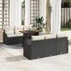 Ensemble de 7 Pièces de Canapé de Jardin avec Coussins Noir Osier Poly
