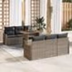 Ensemble de Canapé de Jardin de 7 Pièces avec Coussins en Rattan Gris
